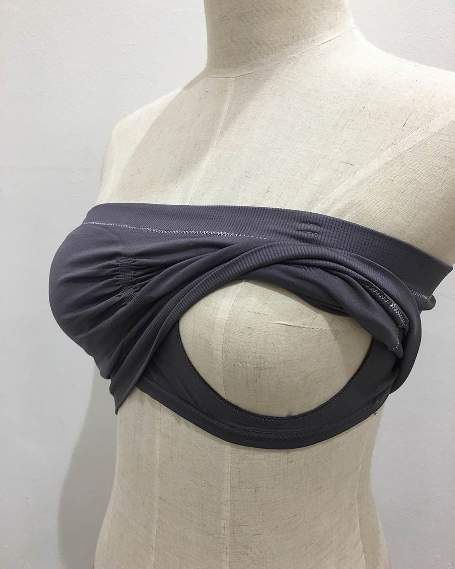 MEV Seamless Nursing Bandeau Bra - Charcoal