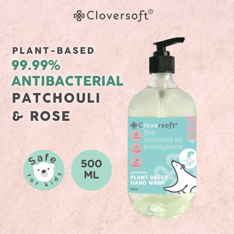 Cloversoft 99.99% Antibacterial Gel Hand Wash, 500ml - Patchouli & Rose  (Exp 04/27)