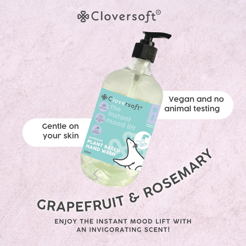 Cloversoft 99.99% Antibacterial Gel Hand Wash, 500ml - Grapefruit & Rosemary (Exp 04/27)
