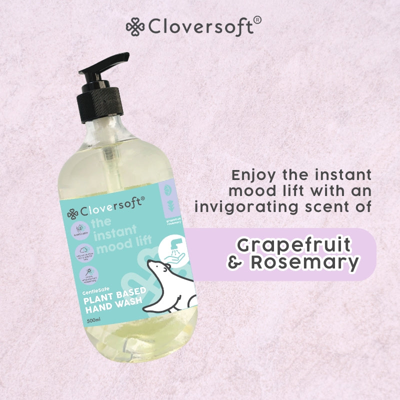 Cloversoft 99.99% Antibacterial Gel Hand Wash, 500ml - Grapefruit & Rosemary (Exp 04/27)