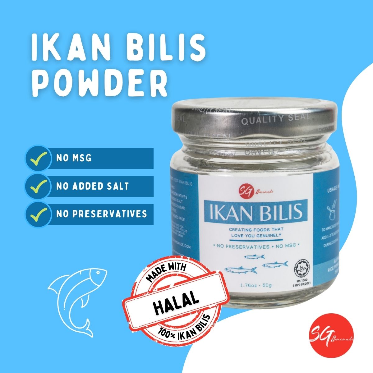 SG Homemade Ikan Bilis Powder, 50g (Exp 11/26)