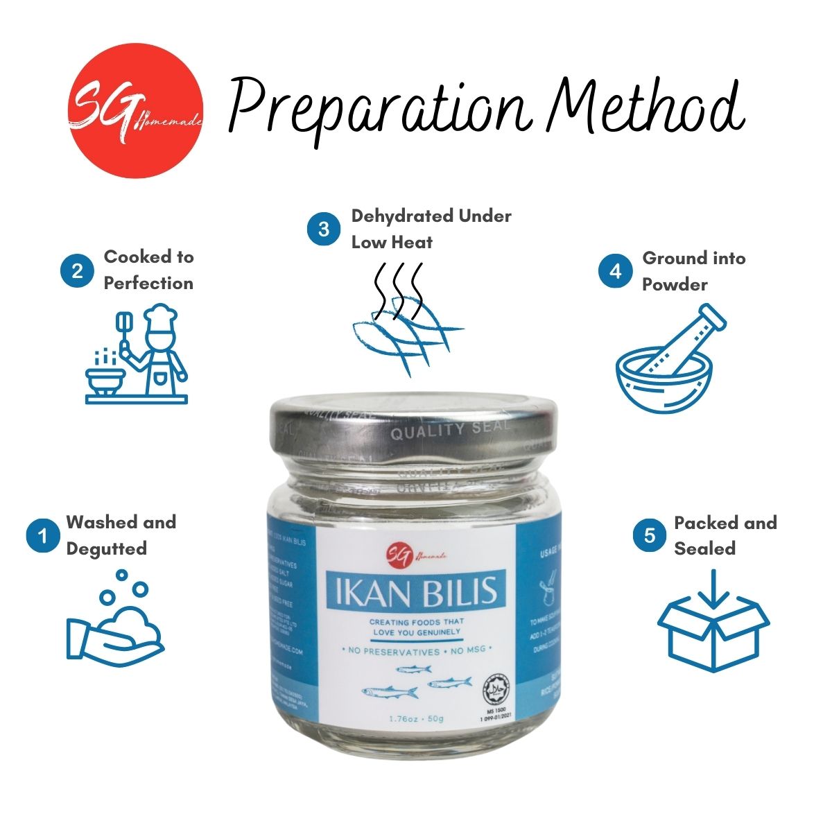 SG Homemade Ikan Bilis Powder, 50g (Exp 11/26)
