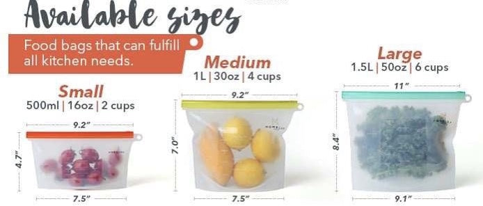 Biomom Leakproof Silicone Food Storage Bag - Clear (3 Sizes)