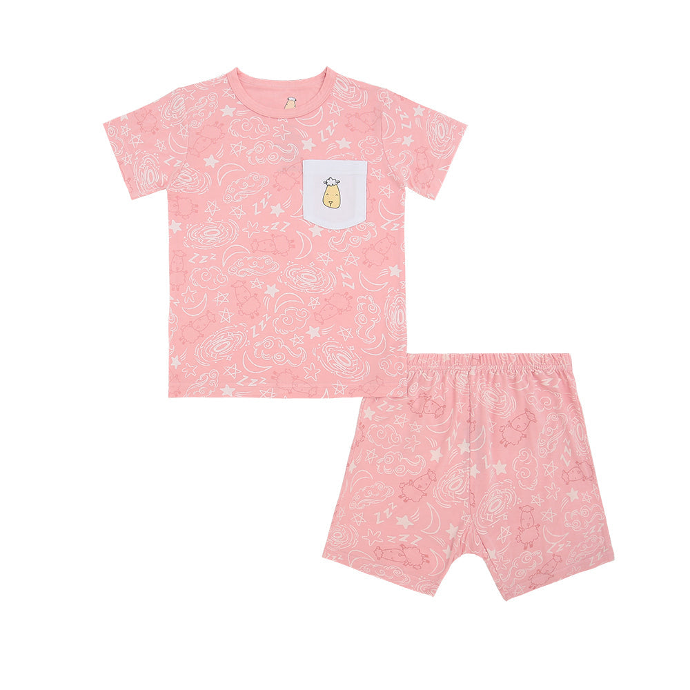 Baa Baa Sheepz Short Sleeve T-Shirt & Shorts - Baa Baa in the Universe Pink (4 Sizes)