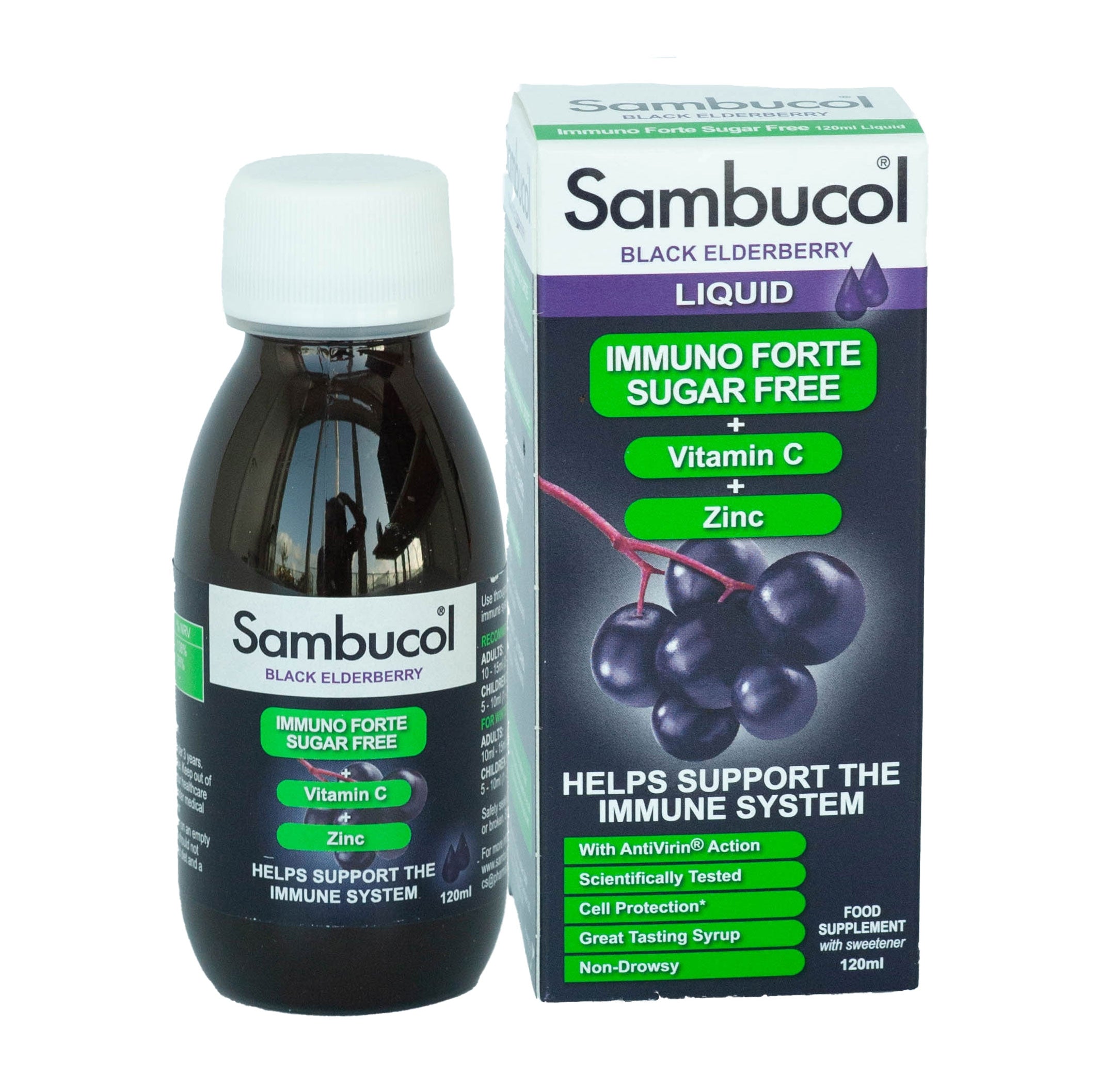 Sambucol Immuno Forte Liquid (No Added Sugar) for 3Y+, 120ml - Exp 12/26