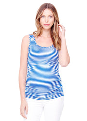 Ingrid & Isabel Stripe Scoop Neck Maternity Tank - Cobalt/White Stripe