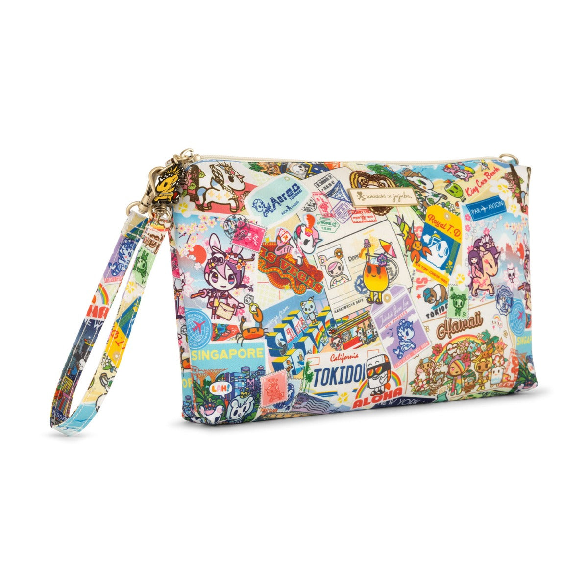Jujube Be Quick Tokidoki Wristlet - Kawaii Round the World (Liberty Unicorno Zipper)