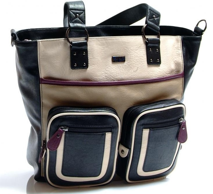 gr8x 'Kate' NS Diaper Tote - Black/Taupe/Burgundy