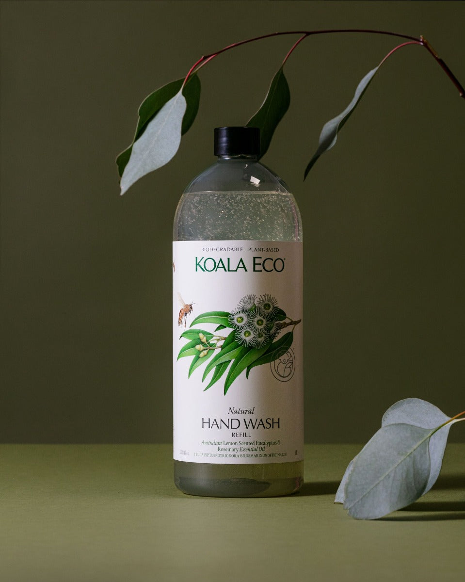 Koala Eco Natural Hand Wash, 1L Refill - Lemon Scented Eucalyptus & Rosemary Essential Oil (Exp 08/27)