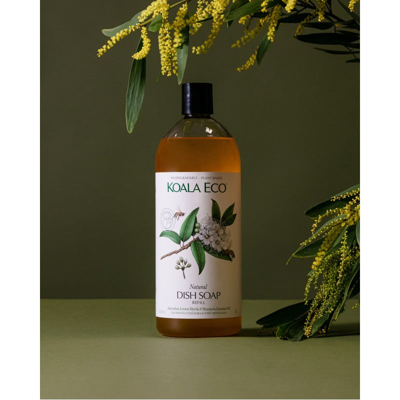 Koala Eco Natural Dish Soap, 1L Refill - Lemon Myrtle & Mandarin Essential Oil (Exp 07/27)