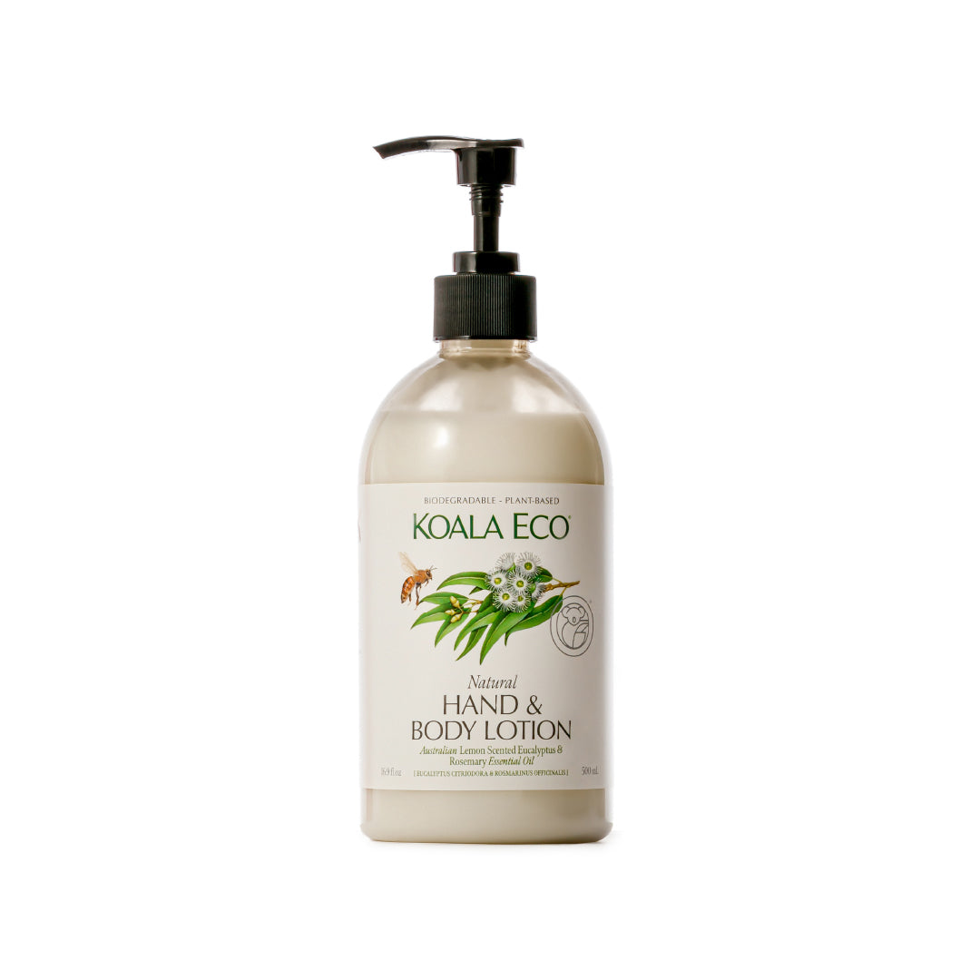 Koala Eco Natural Hand & Body Lotion, 500ml - Lemon Scented Eucalyptus & Rosemary Essential Oil (Exp 11/26)