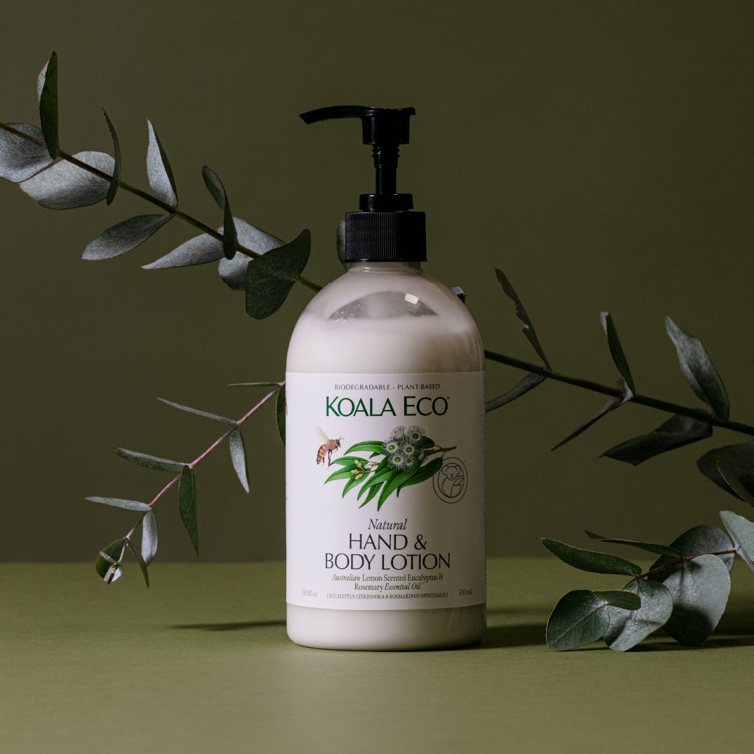 Koala Eco Natural Hand & Body Lotion, 500ml - Lemon Scented Eucalyptus & Rosemary Essential Oil (Exp 11/26)