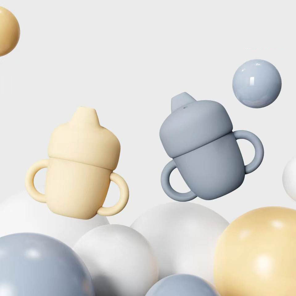 Biomom Double-Handled Acorn Silicone Sippy Cup, 180ml (2 Colors)