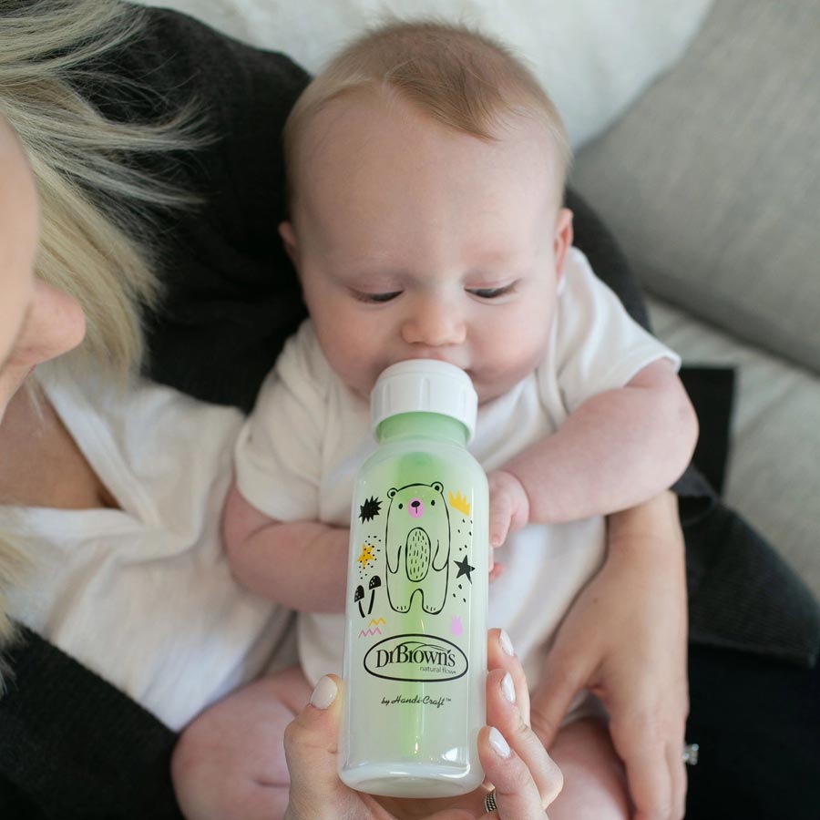 Dr. Brown's Natural Flow Anti-Colic Options+ Narrow Baby Bottle Level 1 Nipple, 8oz - 2pk (4 Designs) - Pupsik Singapore