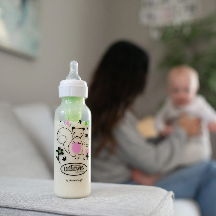 Dr. Brown's Natural Flow Anti-Colic Options+ Narrow Baby Bottle Level 1 Nipple, 8oz - 2pk (4 Designs)