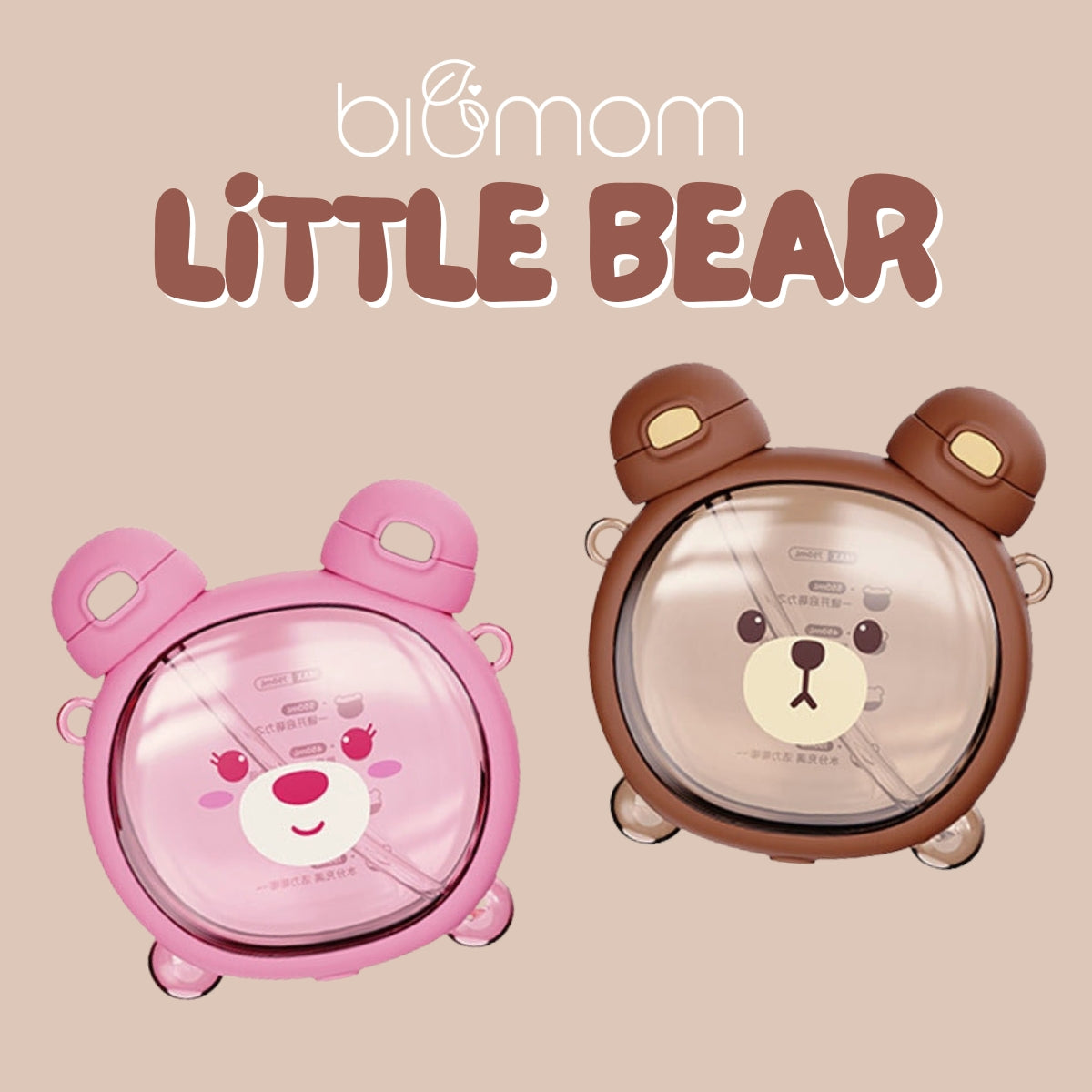 Biomom Little Bear 2-in-1 Tritan Bottle with Straps, 750ml (2 Colors)