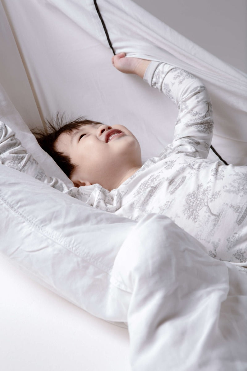 House of Holly Long Sleeve Tshirt & Pants Pyjamas Set - Garden Toile Silver (4 Sizes)