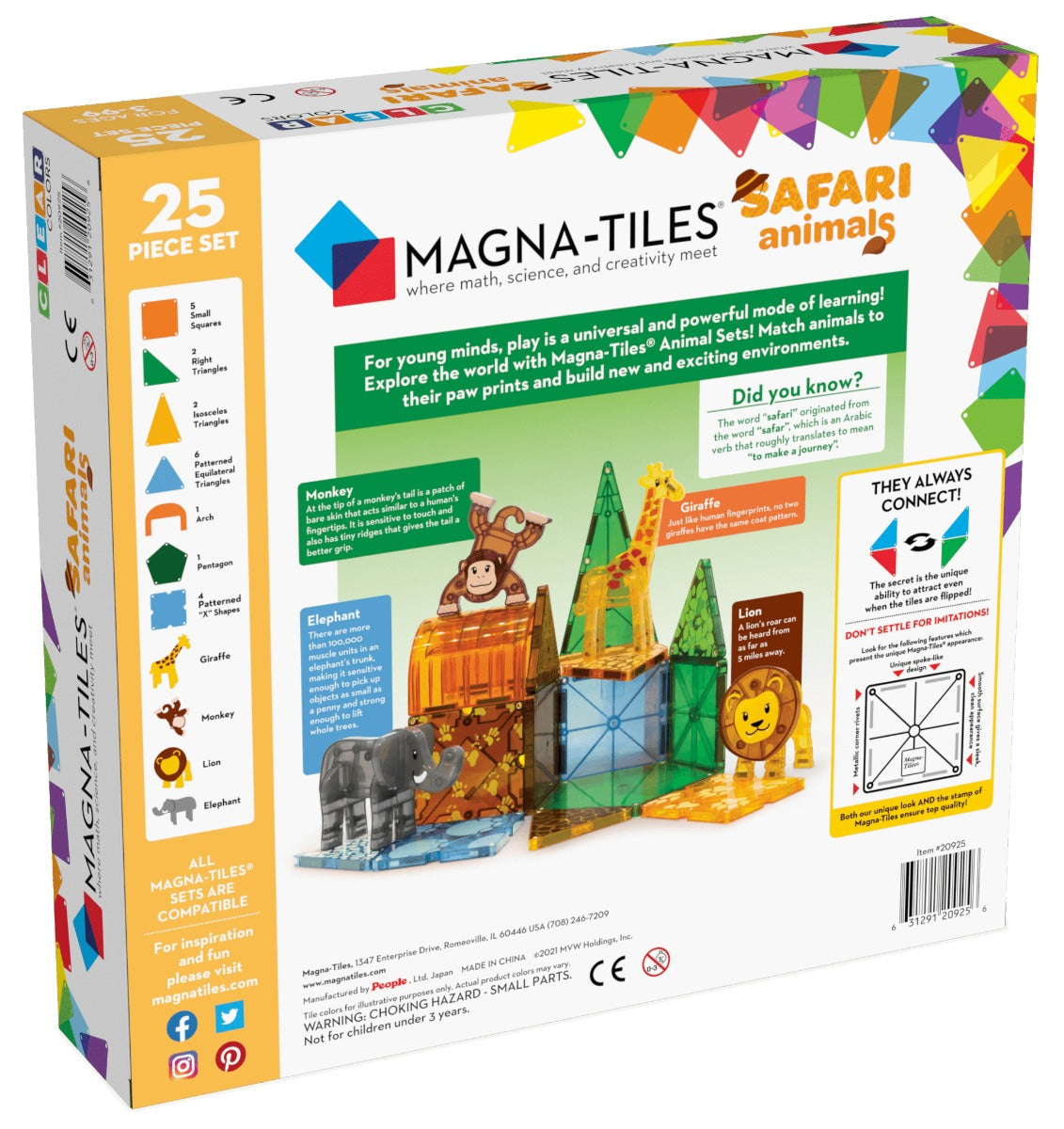 Magna-Tiles Safari Animals 25-Piece Set