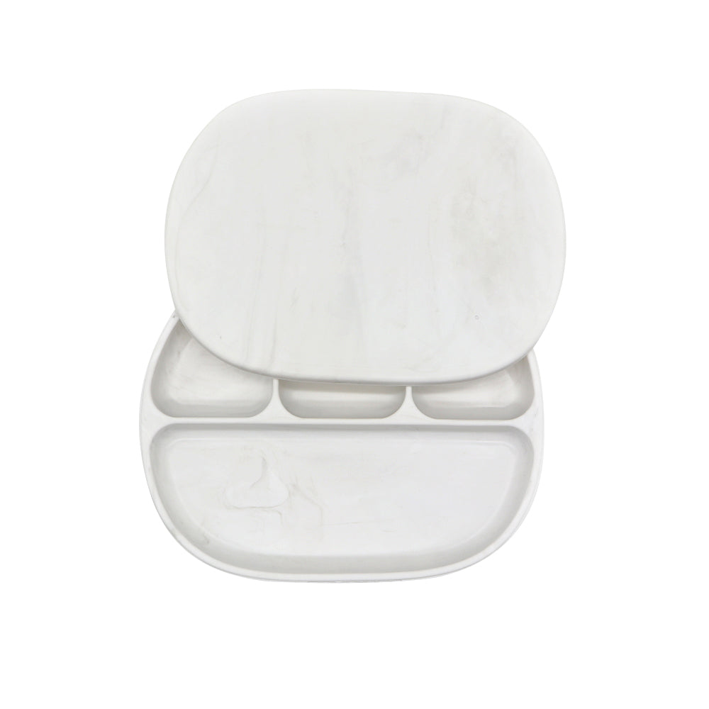 Biomom 4-Divided Silicone Suction Baby Plate with Cover (12 Colors) - Pupsik Singapore