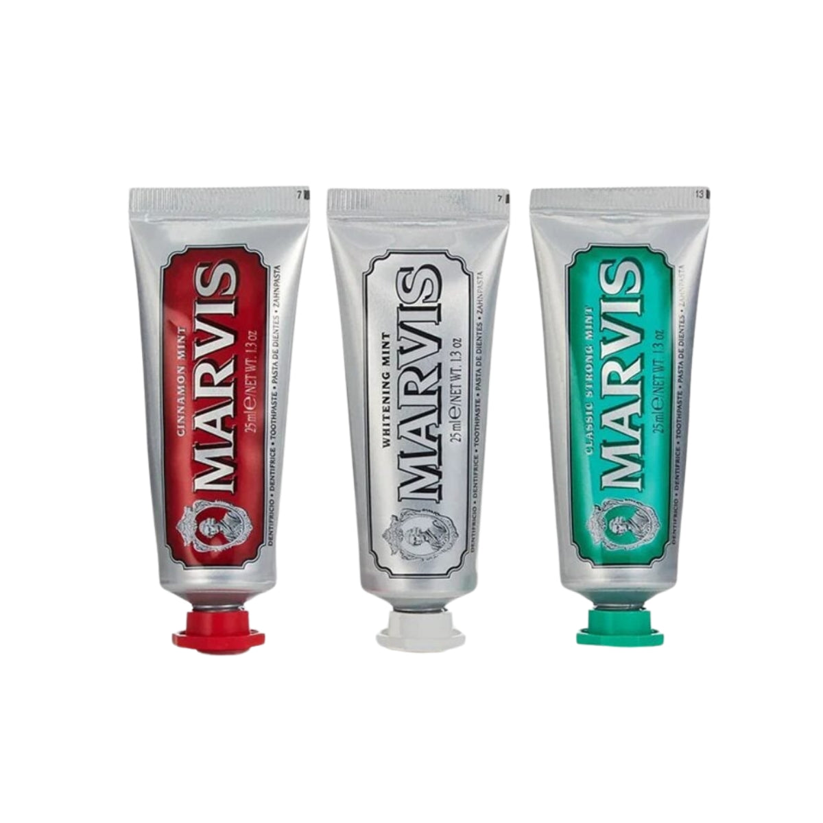 Marvis Toothpaste Gift Set, 3 x 25ml (Classic Strong Mint, Cinnamon, Whitening)