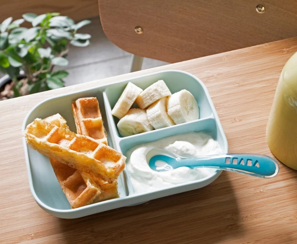 Beaba Silicone Divided Baby Plate & Spoon (3 Colours)