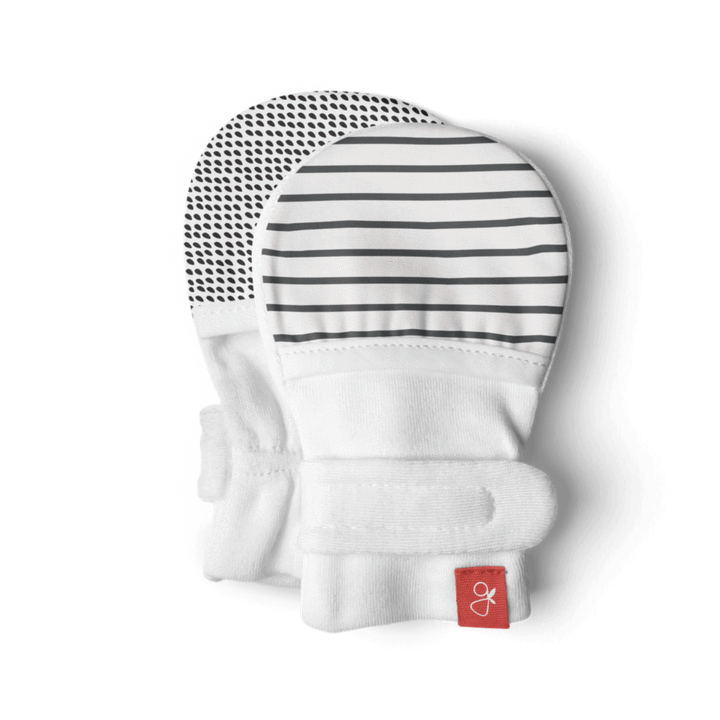 Goumi Bamboo & Organic Cotton Baby Mittens (2pk) - Stripe Gray + Midnight