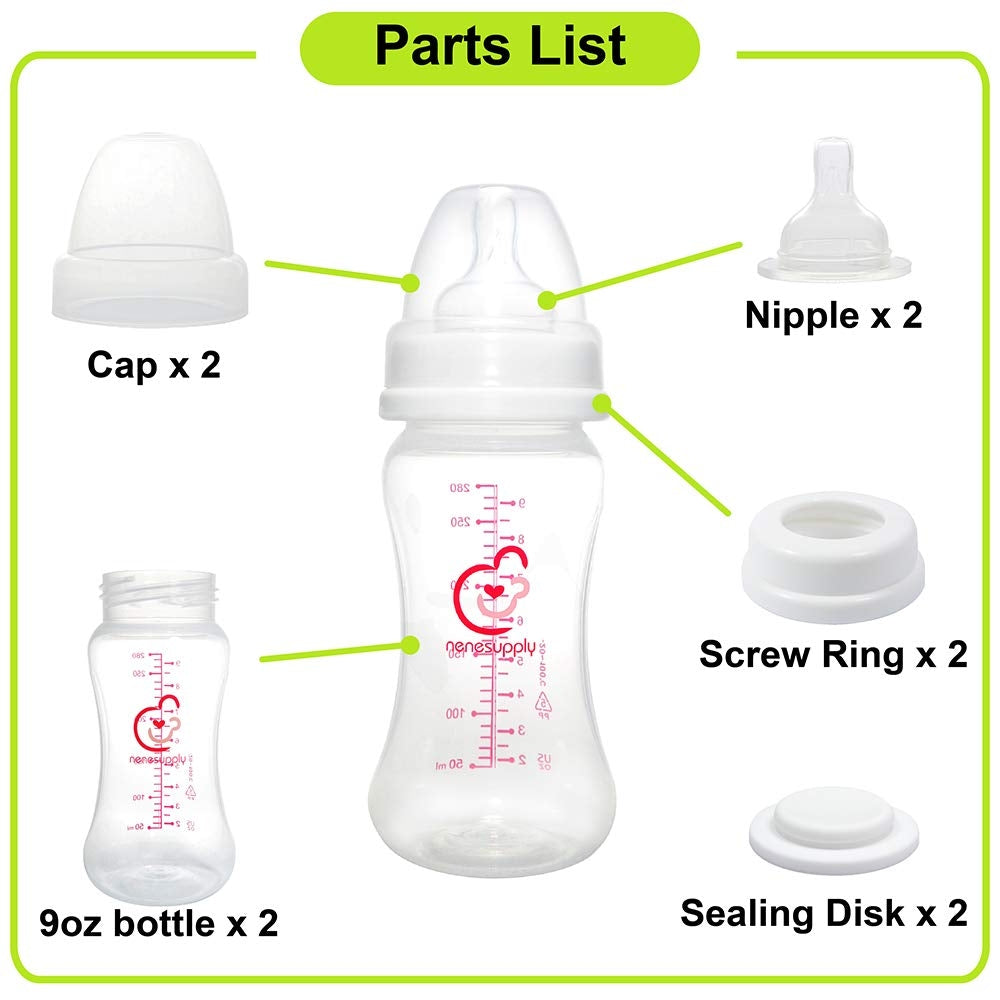 Nenesupply Wide Mouth Feeding Bottle (280ml/9oz) (2pk)
