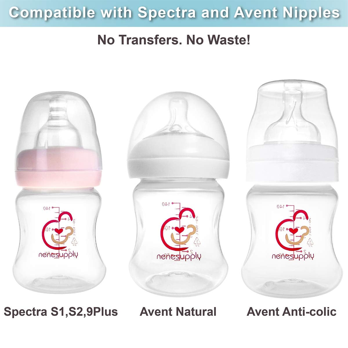 Nenesupply Wide Mouth Breastmilk Storage Bottle (280ml/9oz) (4pk)