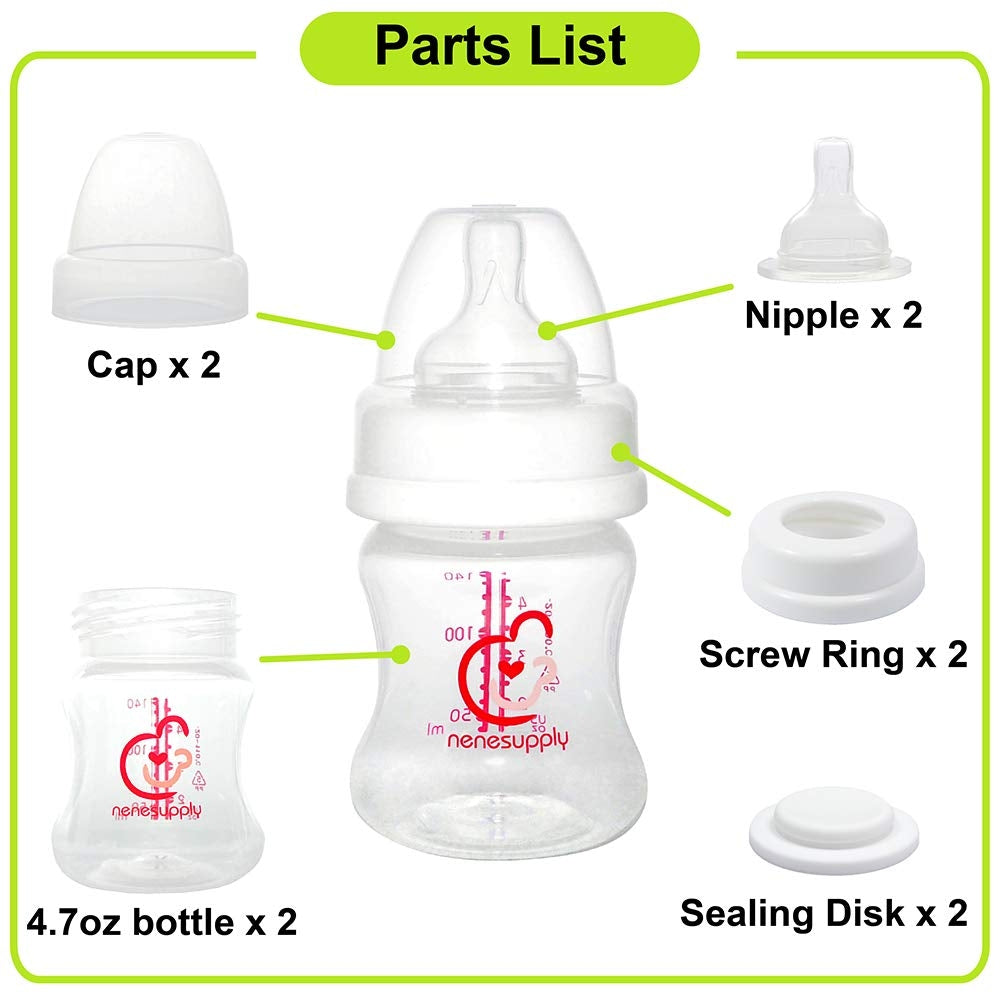 Nenesupply Wide Mouth Feeding Bottle (140ml/4.7oz) (2pk)
