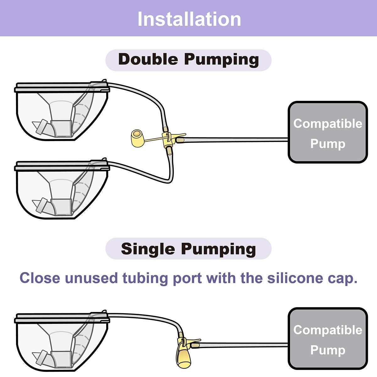 Nenesupply Tubing Set for Freemie Handsfree Cup (Closed System)