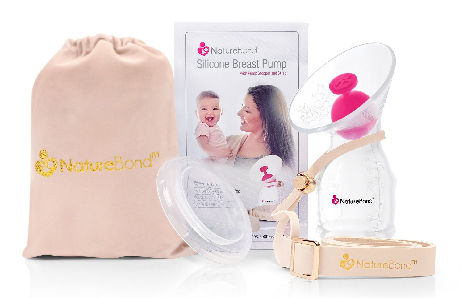 NatureBond Silicone Breast Pump with Silicone Stopper and Strap (100ml)