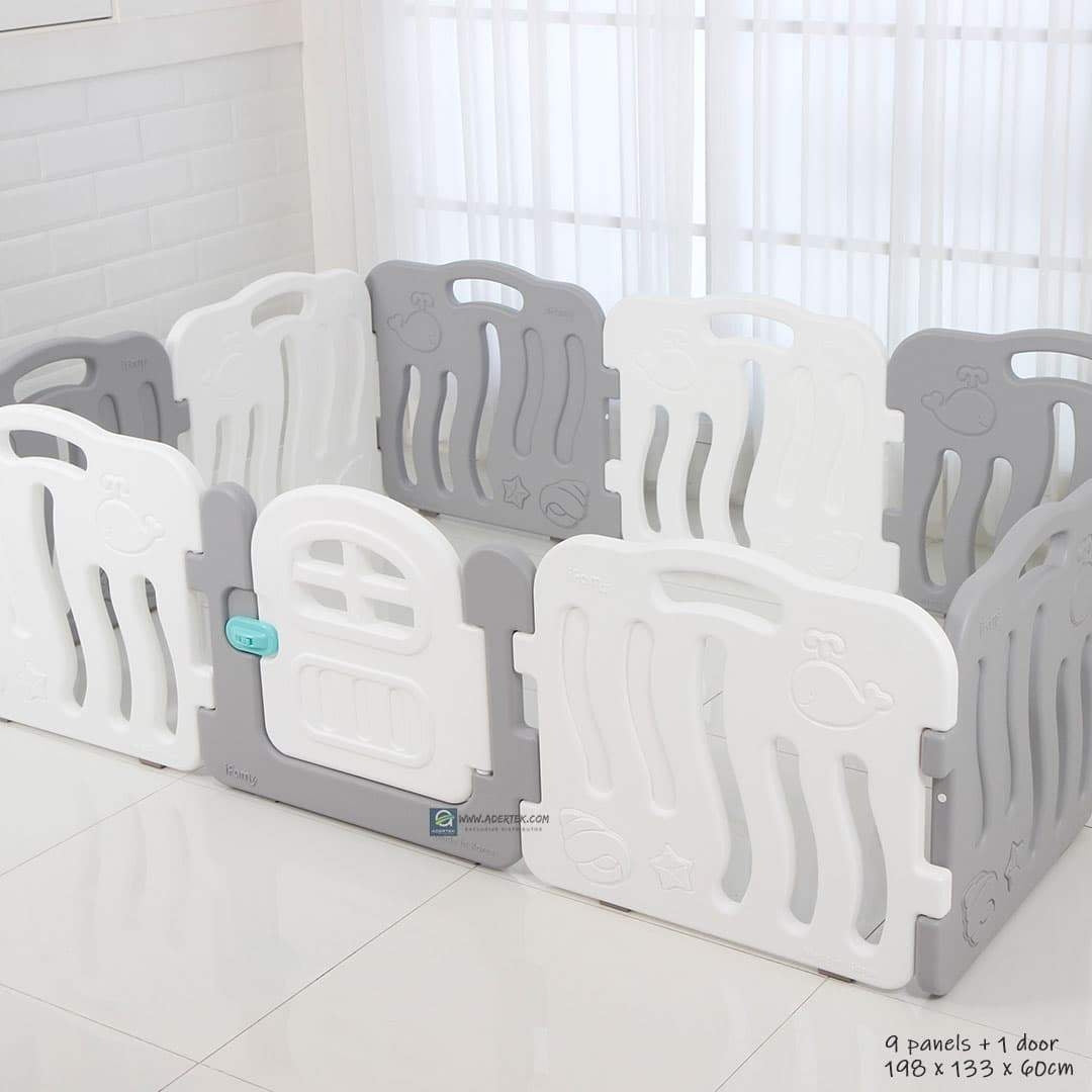 IFAM Shell Baby Play Yard & Door (10pc) - (198 x 133 cm) - Grey/White