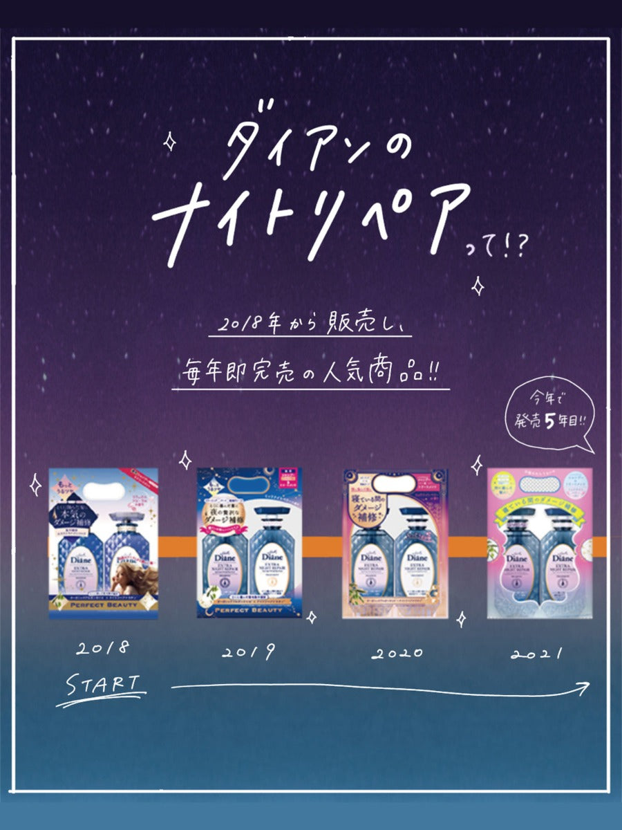 Moist Diane Extra Night Repair Shampoo + Treatment Set (2 x 450ml)