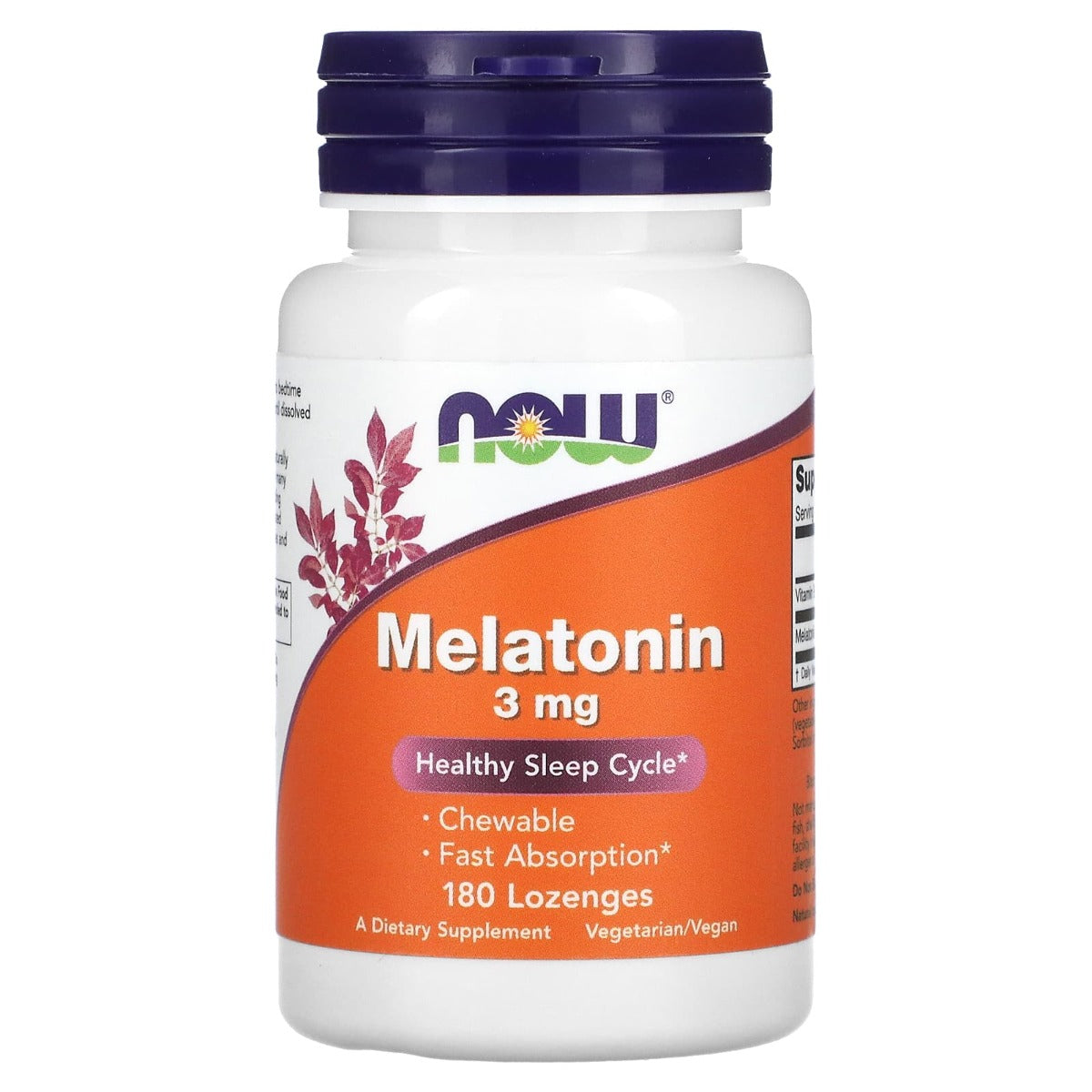 NOW Foods Melatonin 3mg, 180 Chewable Lozenges (Exp 05/27)
