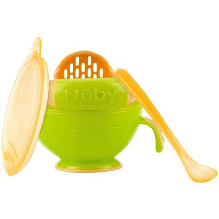 Nuby Garden Fresh Mash 'N' Feed Food Bowl and Masher (4 colors)