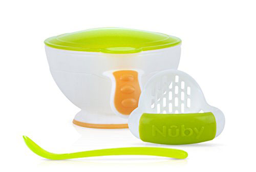 Nuby Garden Fresh Mash 'N' Feed Food Bowl and Masher (4 colors)