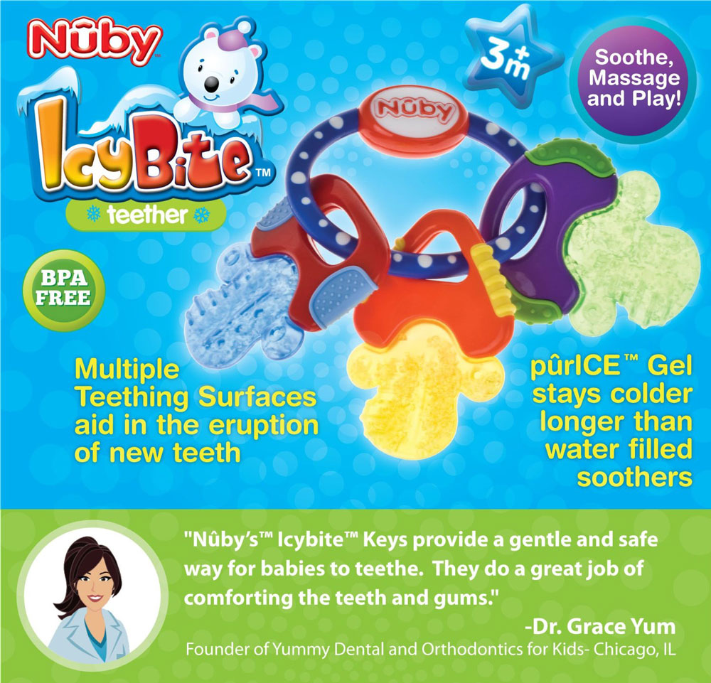 Nuby Icybite Hard/Soft Teething Keys - Blue