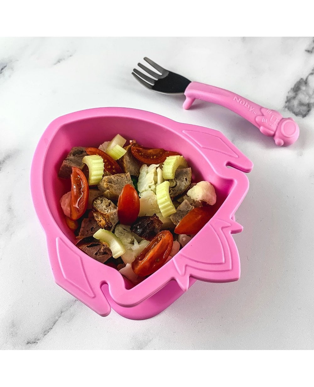 Nuby SureGrip Rocket Silicone Suction Bowl - Pink