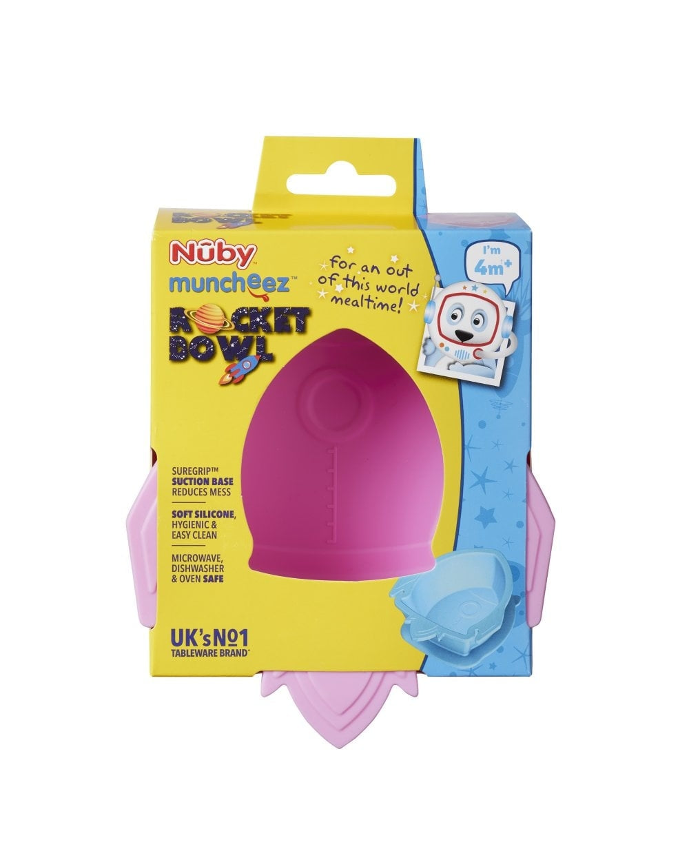 Nuby SureGrip Rocket Silicone Suction Bowl - Pink