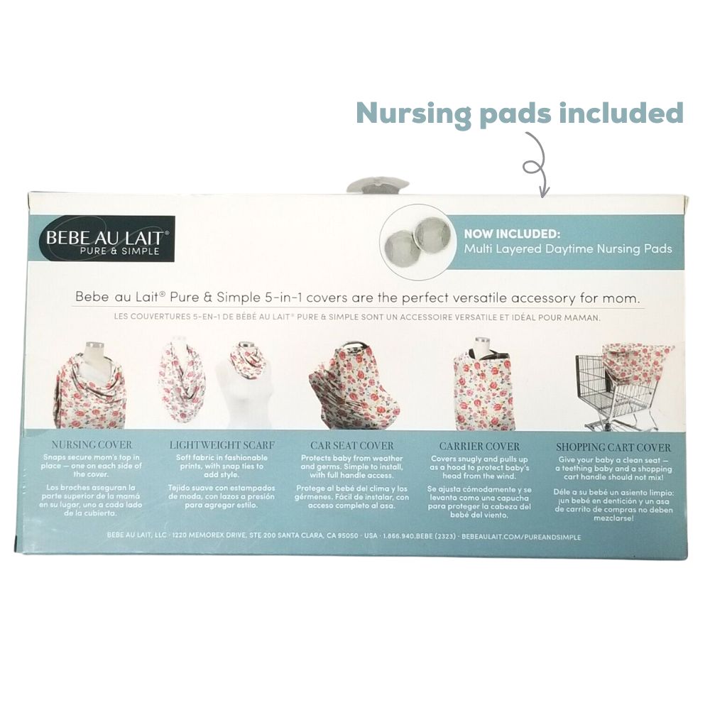 Bebe Au Lait 5 in 1 Nursing Cover w/ Reusable Nursing Pads - Floral Pop