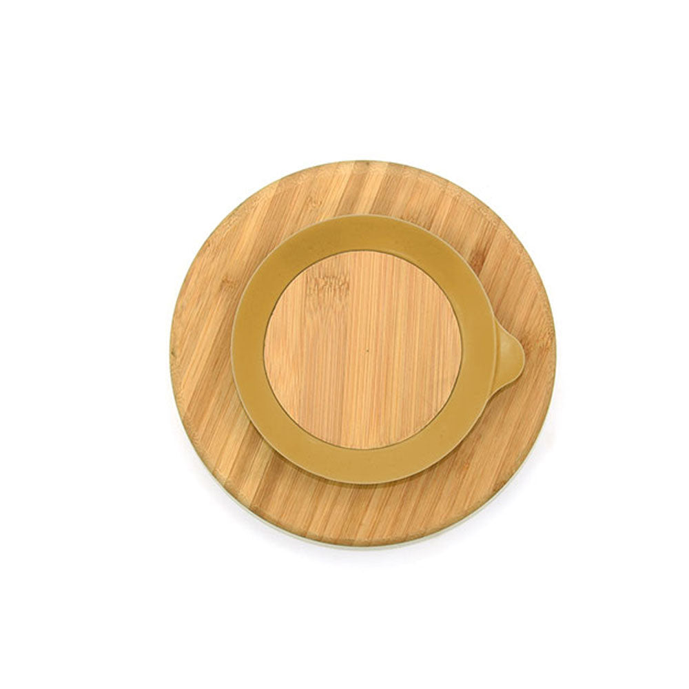 Biomom Bamboo Divided Round Suction Plate - Ochre