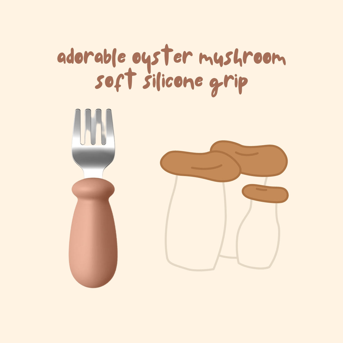 Biomom Baby Fork, Spoon and Knife Mushroom Set (5 Colours)