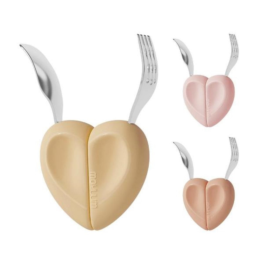 Moyuum Baby Self-Feeding Heart Spoon and Fork Set (2 Colors)