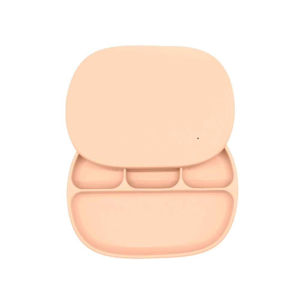 Biomom 4-Divided Silicone Suction Baby Plate with Cover (12 Colors) - Pupsik Singapore