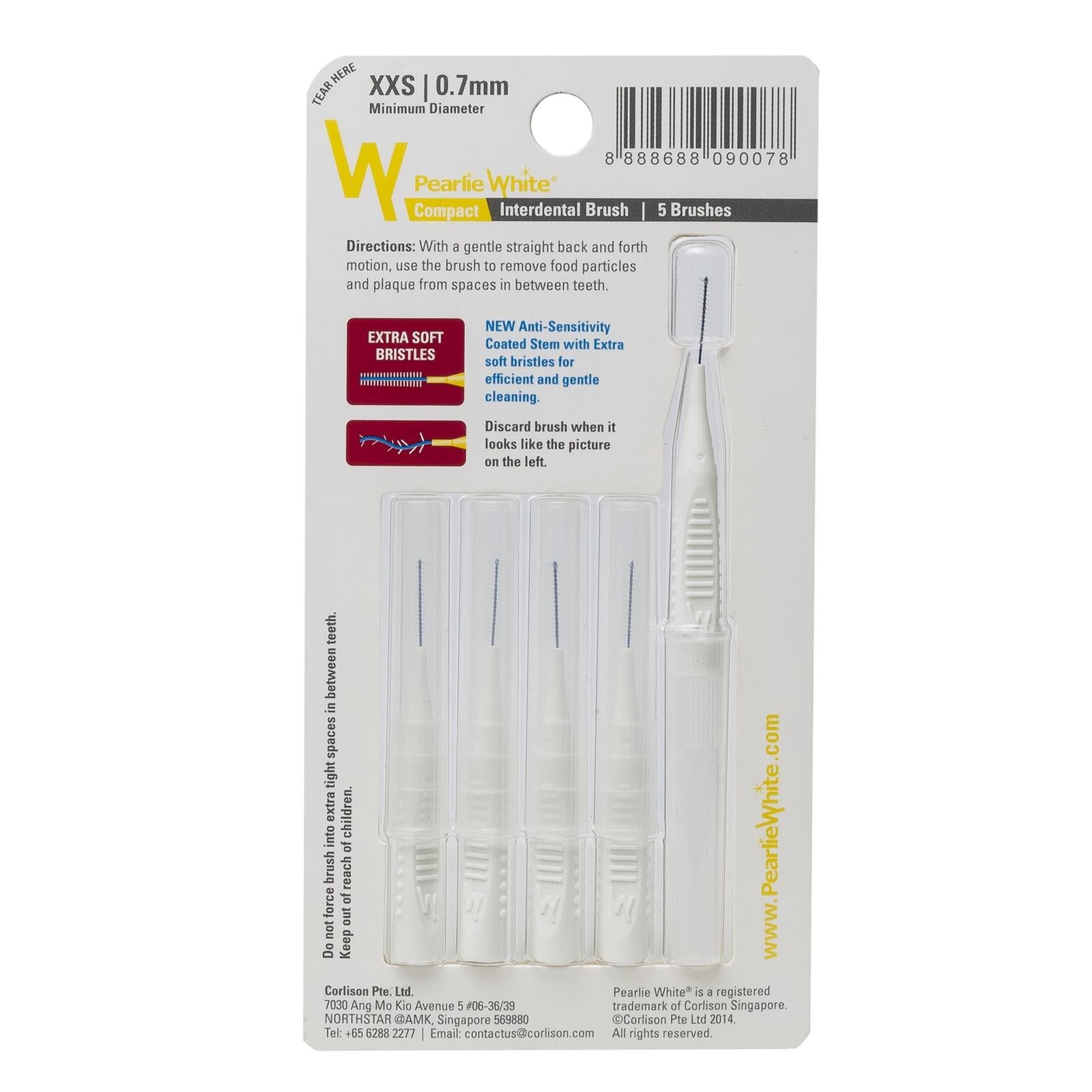Pearlie White Compact Interdental Brushes (5pc) (5 Sizes) - Pupsik Singapore