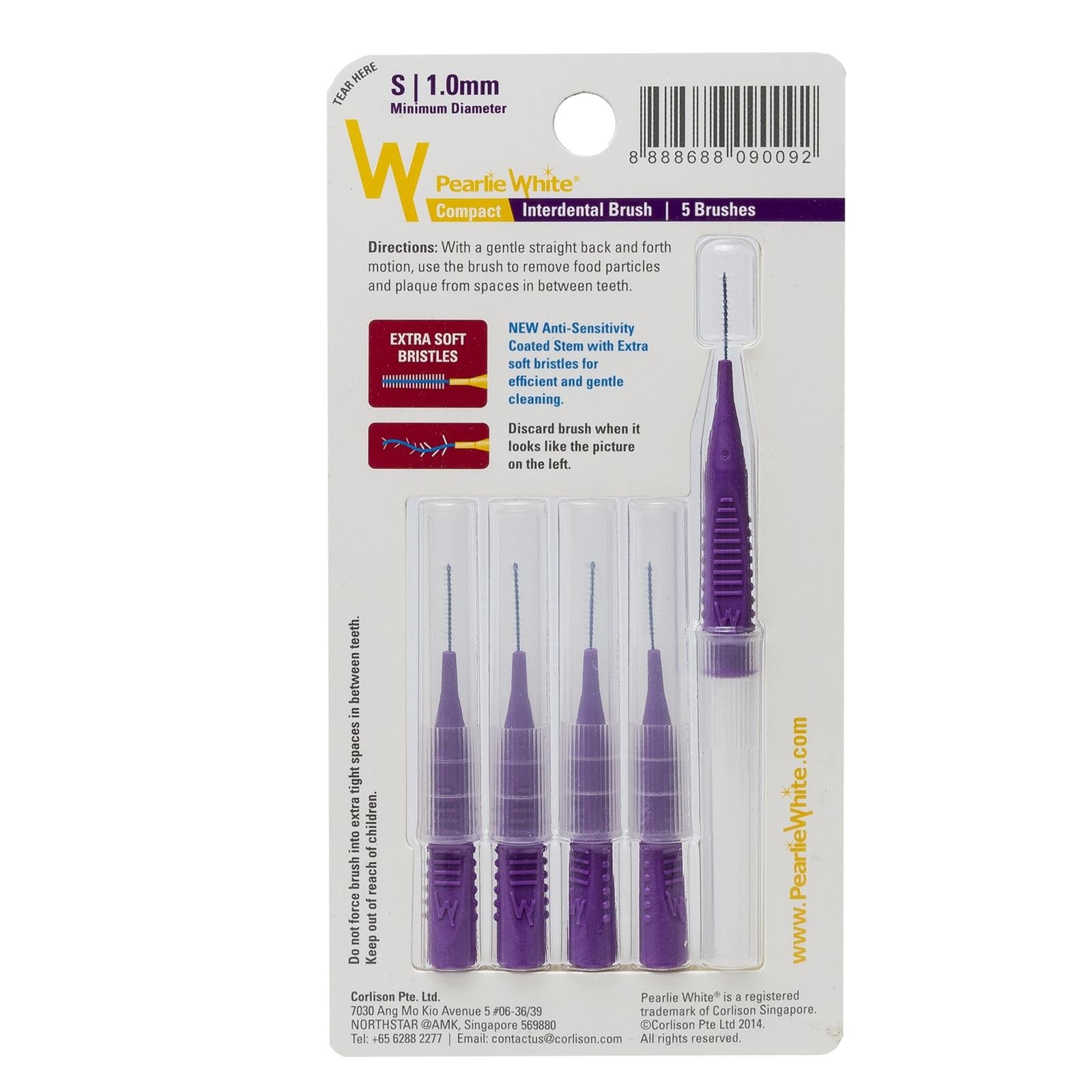 Pearlie White Compact Interdental Brushes (5pc) (5 Sizes) - Pupsik Singapore