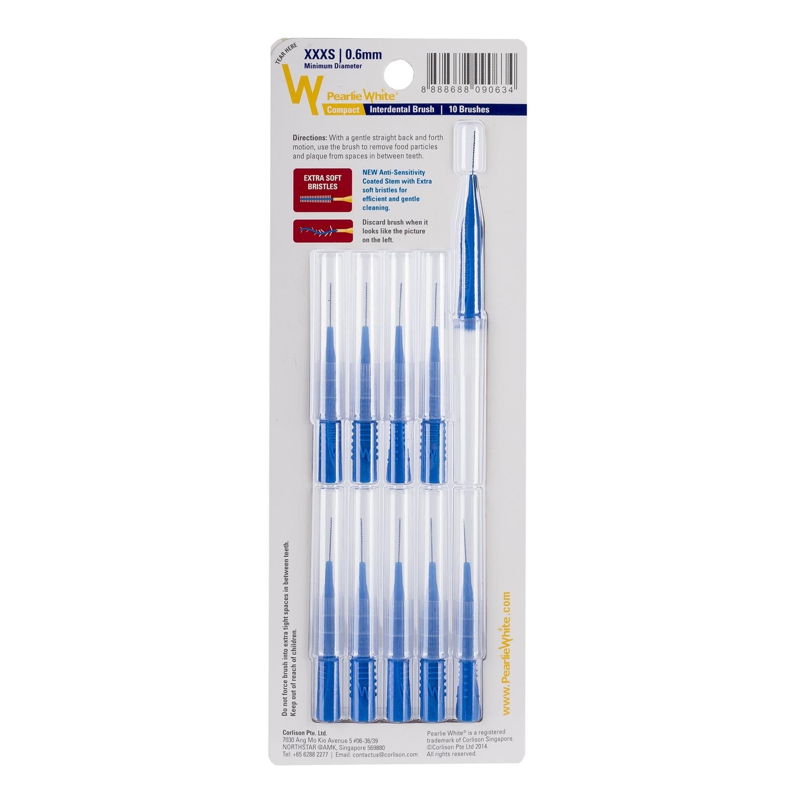 Pearlie White Compact Interdental Brushes (10pc) (4 Sizes) - Pupsik Singapore