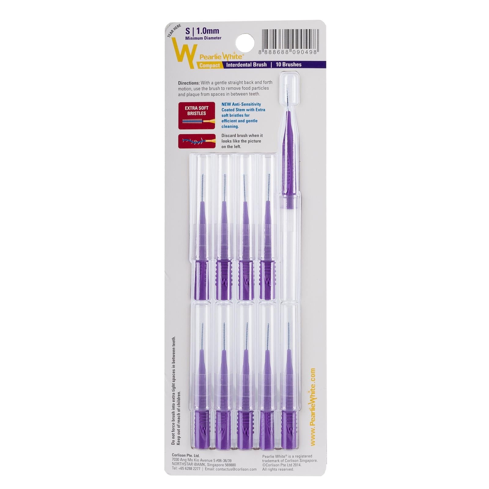 Pearlie White Compact Interdental Brushes (10pc) (4 Sizes) - Pupsik Singapore