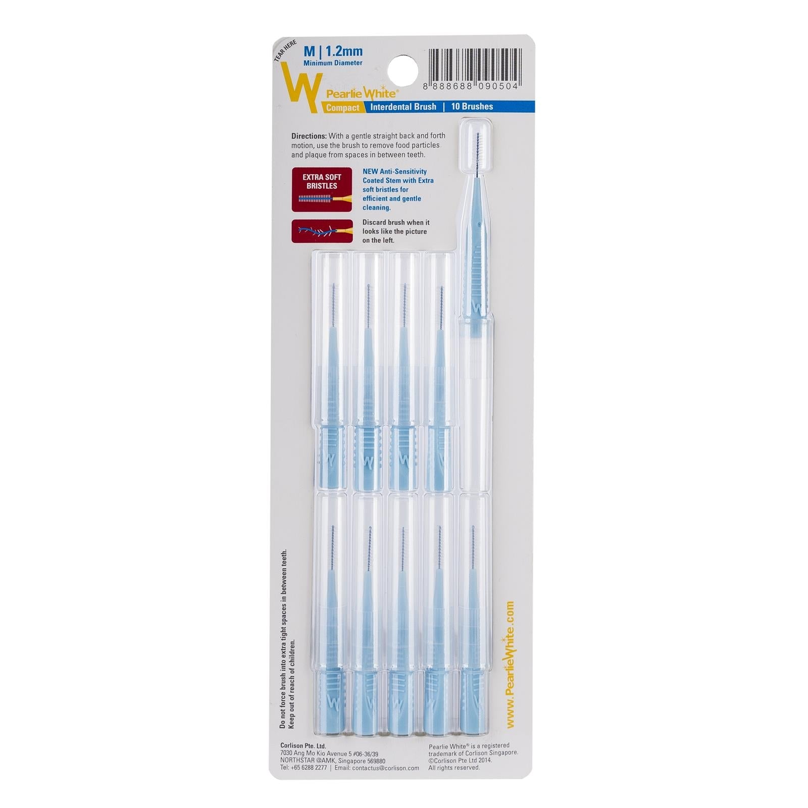 Pearlie White Compact Interdental Brushes (10pc) (4 Sizes) - Pupsik Singapore