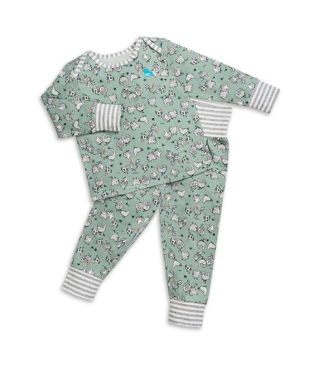 Love to Dream Kids Long Sleeve Pyjamas Set - Chicken Run Olive (2 Sizes)